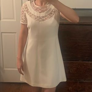 SANDRO women’s white cocktail dress — short sleeved, lace detail